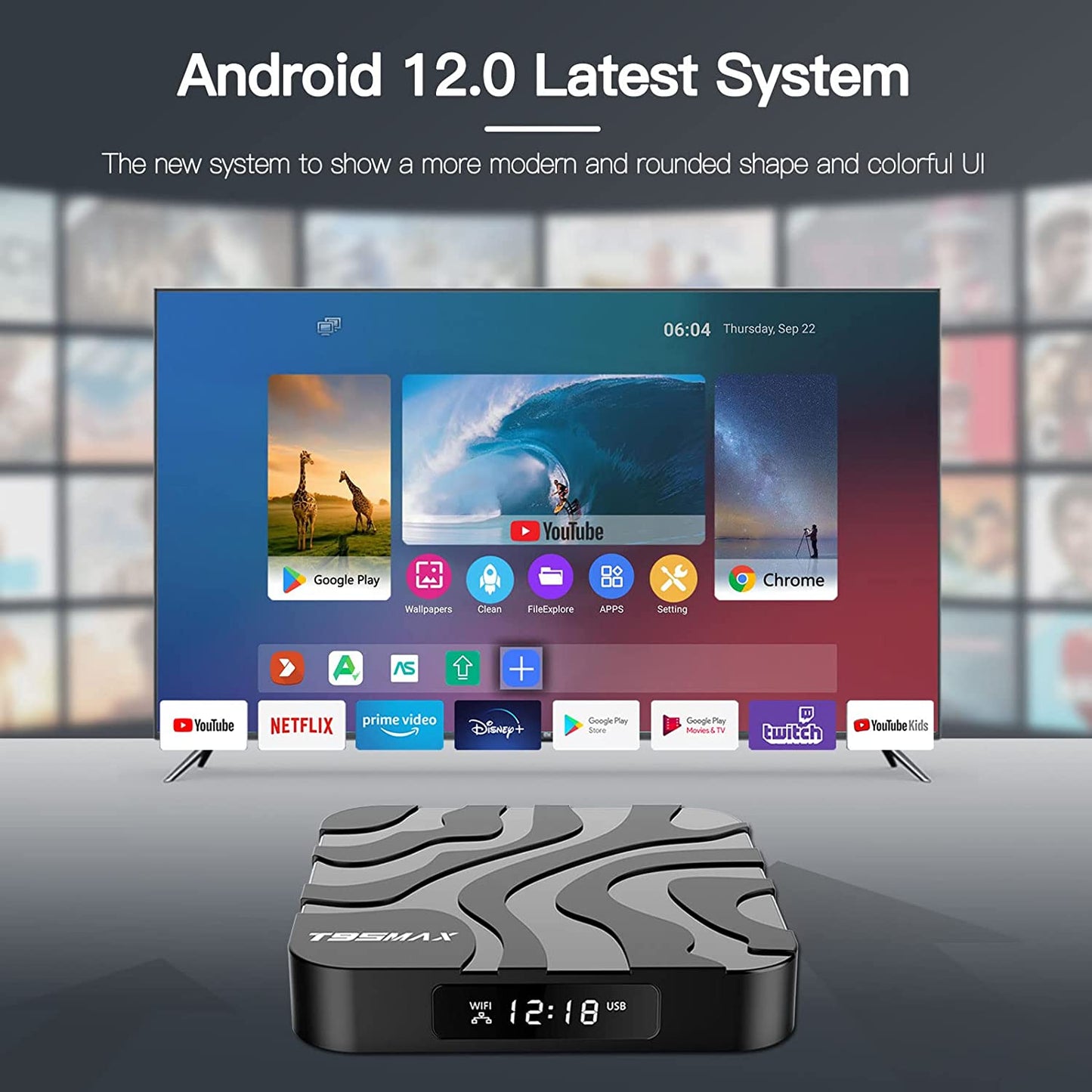 Android 12.0 TV Box, T95MAX Android Boxes with 2GB RAM 16GB ROM Quad-core H618 Support 4K6K Full HD 2.4Ghz/5.0Ghz Wi-Fi BT4.0 USB2.0 H.265 Decoding Smart TV Box EASYTONE Android Box 2023