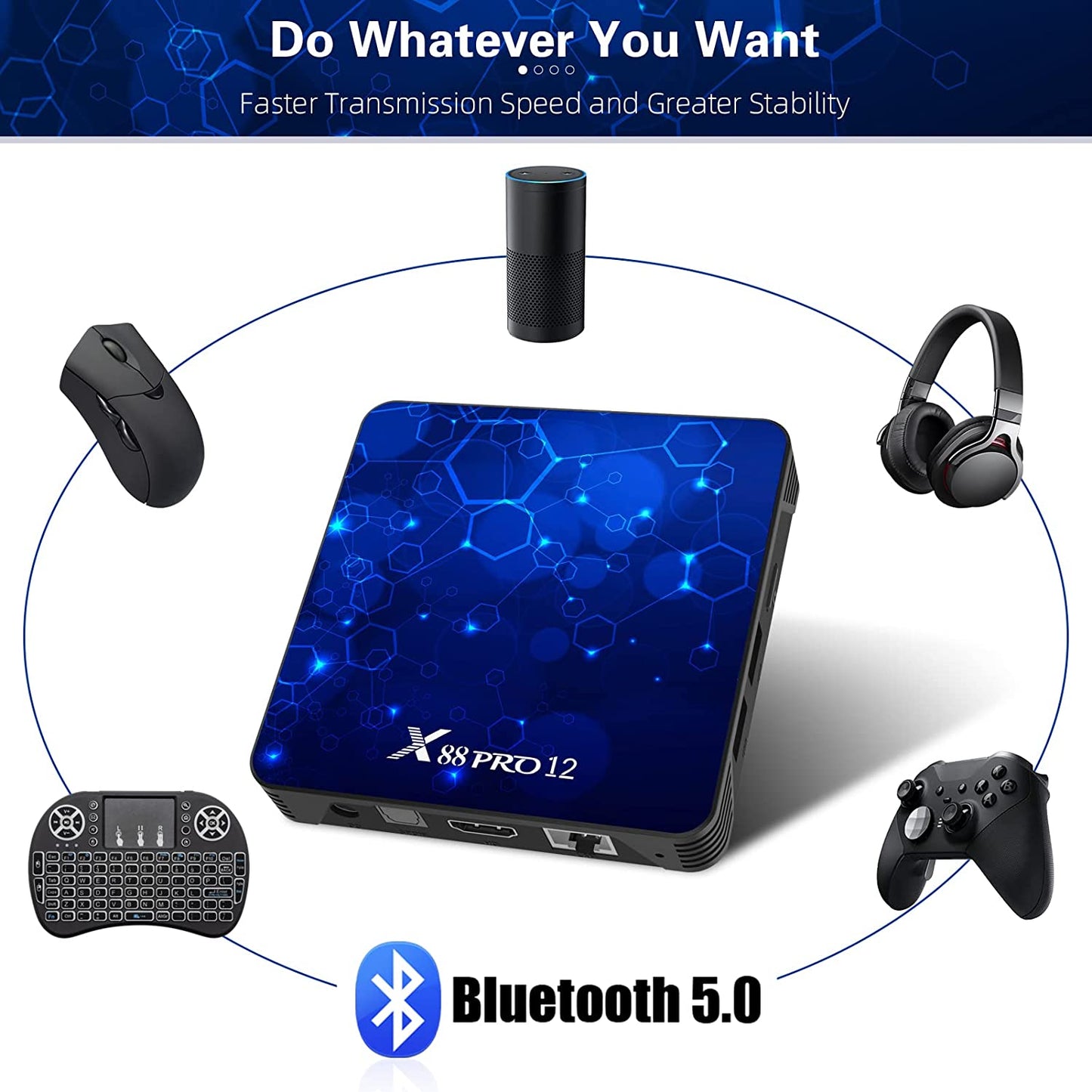 Android 12.0 TV Box, X88 PRO 12 Android TV Box 4GB RAM 32GB ROM RK3318 Quad-Core 64bit Support 4K 3D HD H.265 Ethernet 2.4G/5G Dual-Band WiFi BT5.0 Smart TV Box