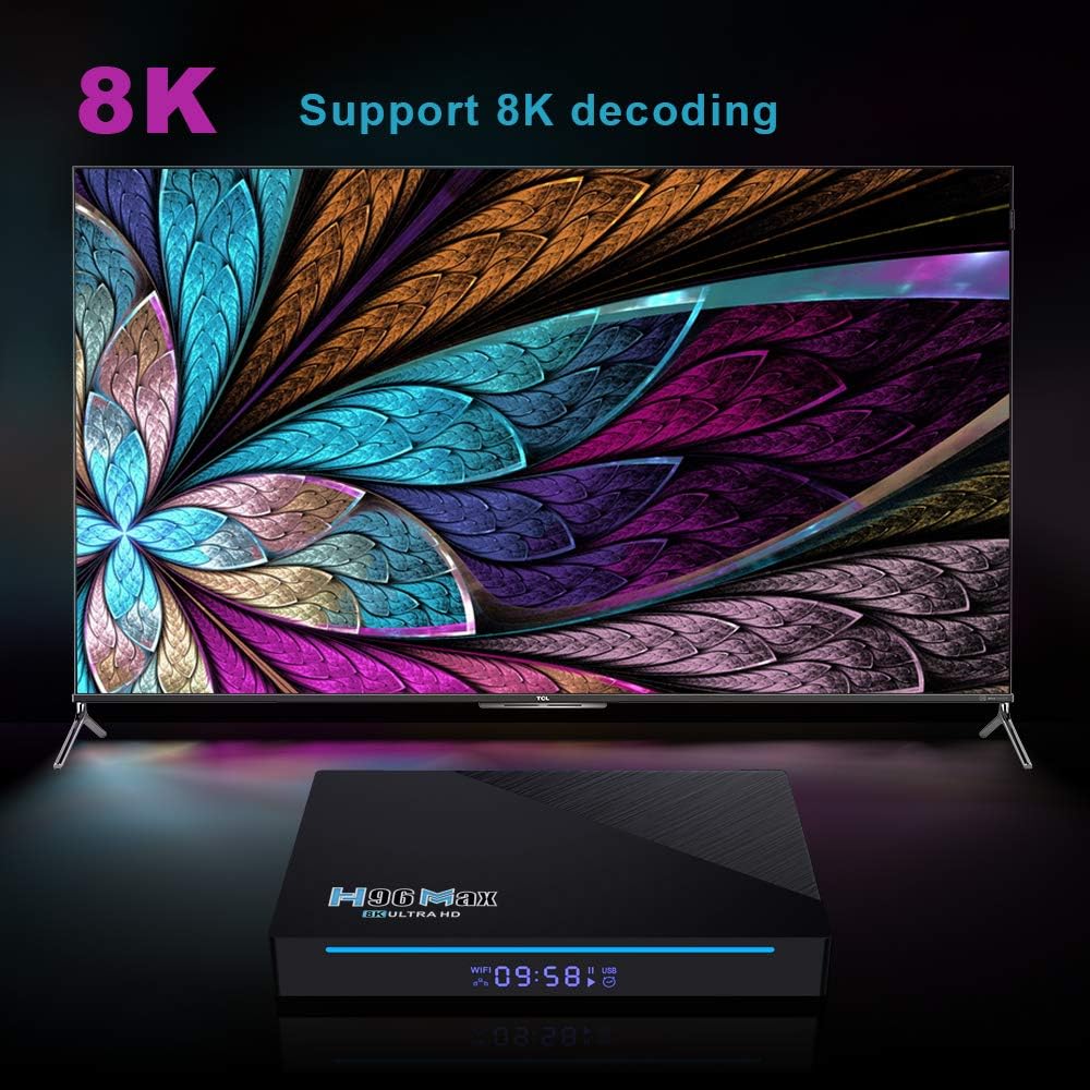 Android 11.0 TV Box 8GB RAM 64GB ROM H96 MAX RK3566 Quad Core with Dual Wi-Fi 2.4G/5.0G, BT 4.0/ 3D Ultra HD 8K/ H.265/ 1000M LAN/USB 3.0 Smart TV Box