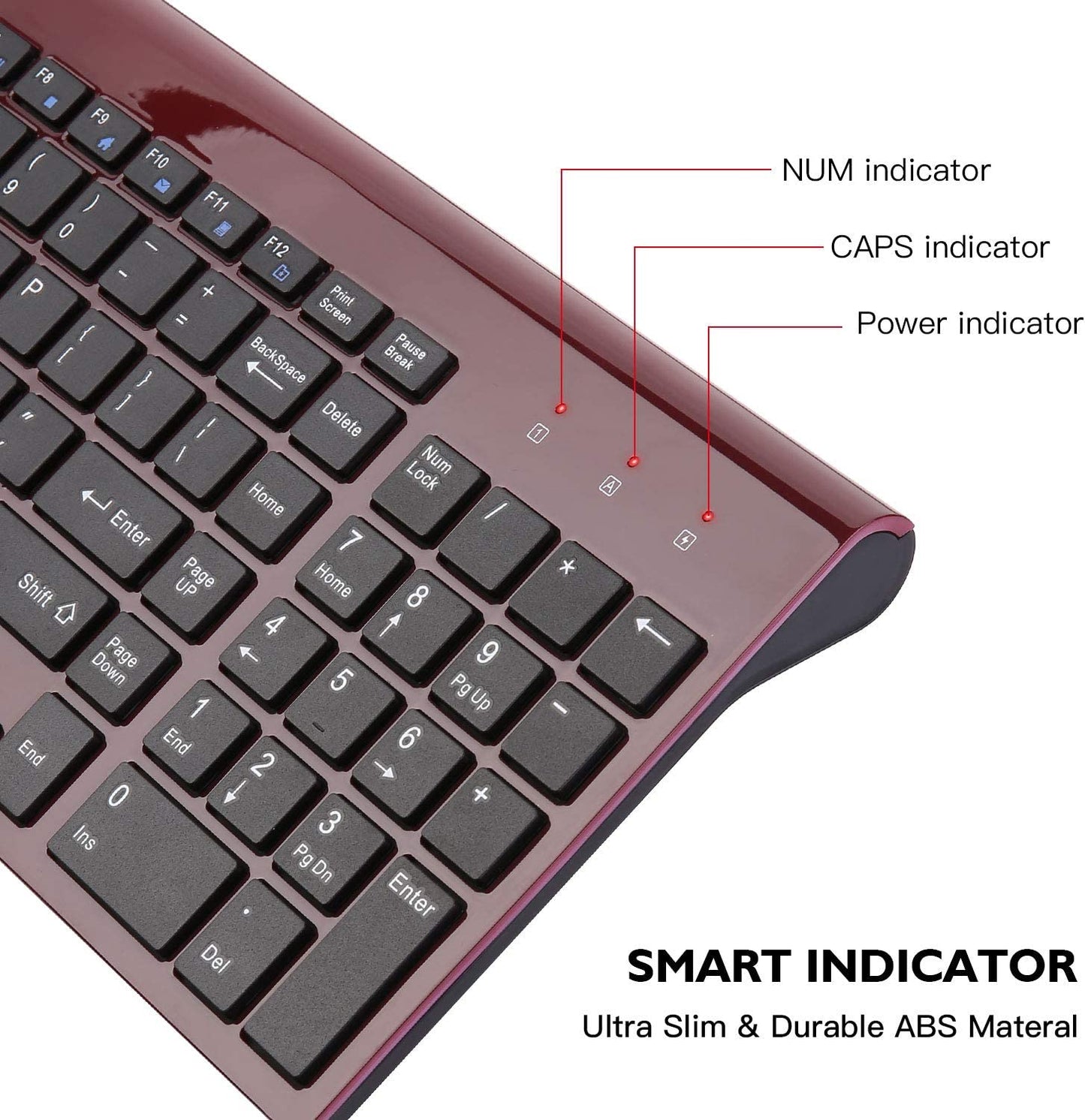 Wireless Keyboard Mouse Combo, cimetech Compact Full Size Wireless Keyboard and Mouse Set 2.4G Ultra-Thin Sleek Design for Windows, Computer, Desktop, PC, Notebook - (Wine red)