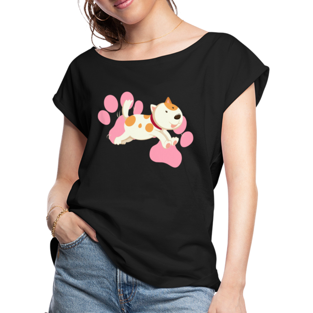 Women's Roll Cuff T-Shirt - black