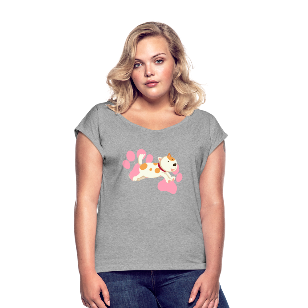 Women's Roll Cuff T-Shirt - heather gray