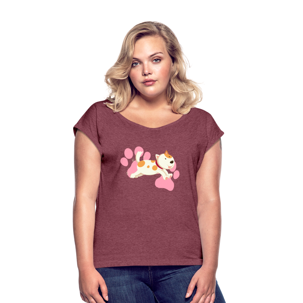 Women's Roll Cuff T-Shirt - heather burgundy