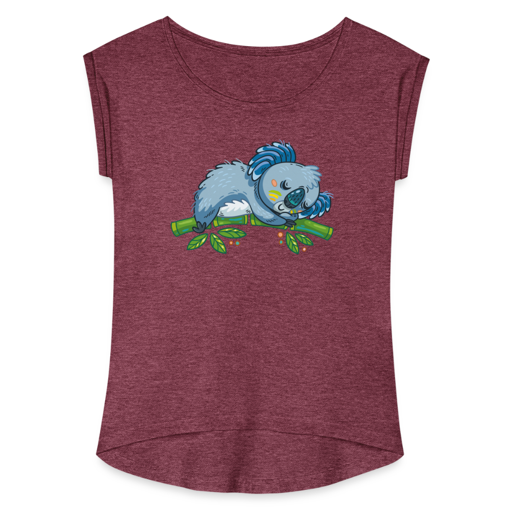 Women's Roll Cuff T-Shirt - heather burgundy