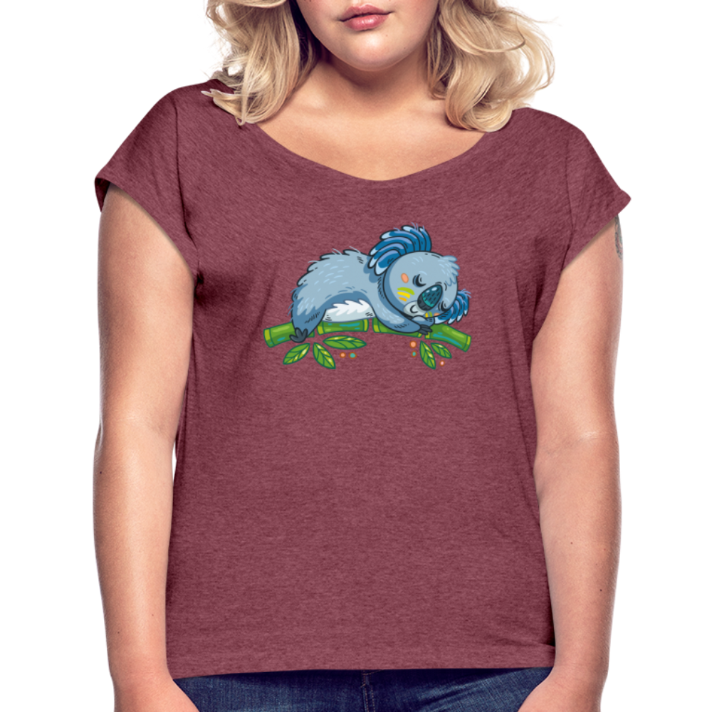 Women's Roll Cuff T-Shirt - heather burgundy