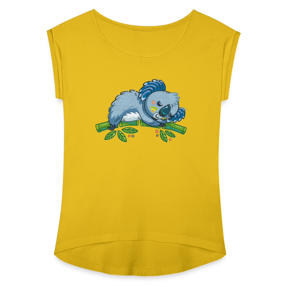 Women's Roll Cuff T-Shirt - mustard yellow