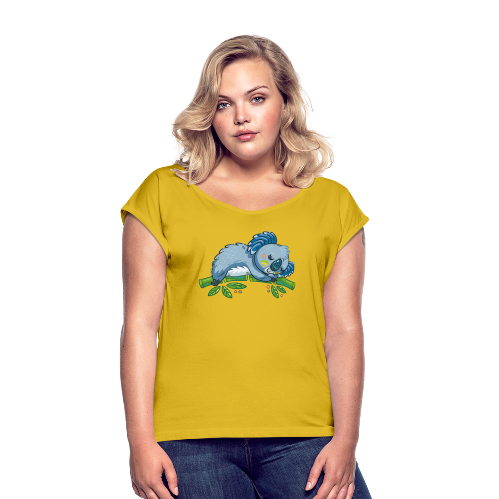 Women's Roll Cuff T-Shirt - mustard yellow