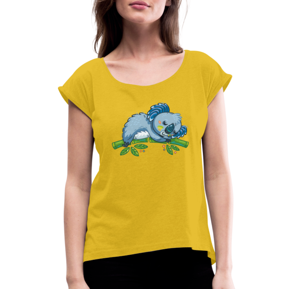 Women's Roll Cuff T-Shirt - mustard yellow