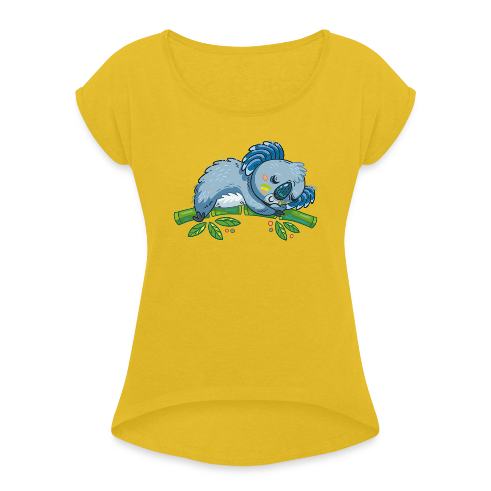 Women's Roll Cuff T-Shirt - mustard yellow