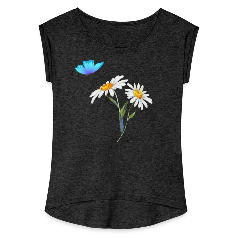 Women's Roll Cuff T-Shirt - heather black