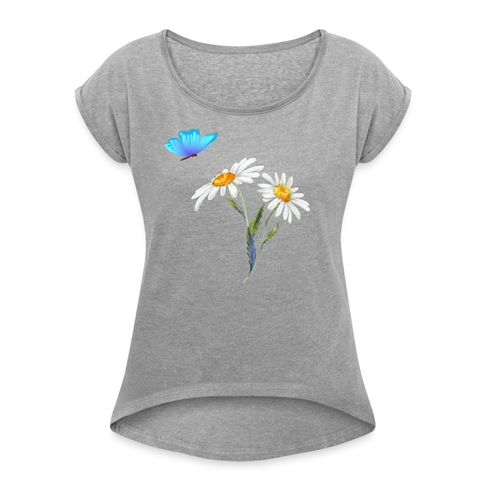 Women's Roll Cuff T-Shirt - heather gray