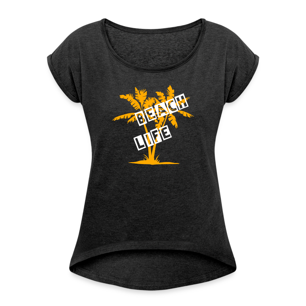 Women's Roll Cuff T-Shirt - heather black