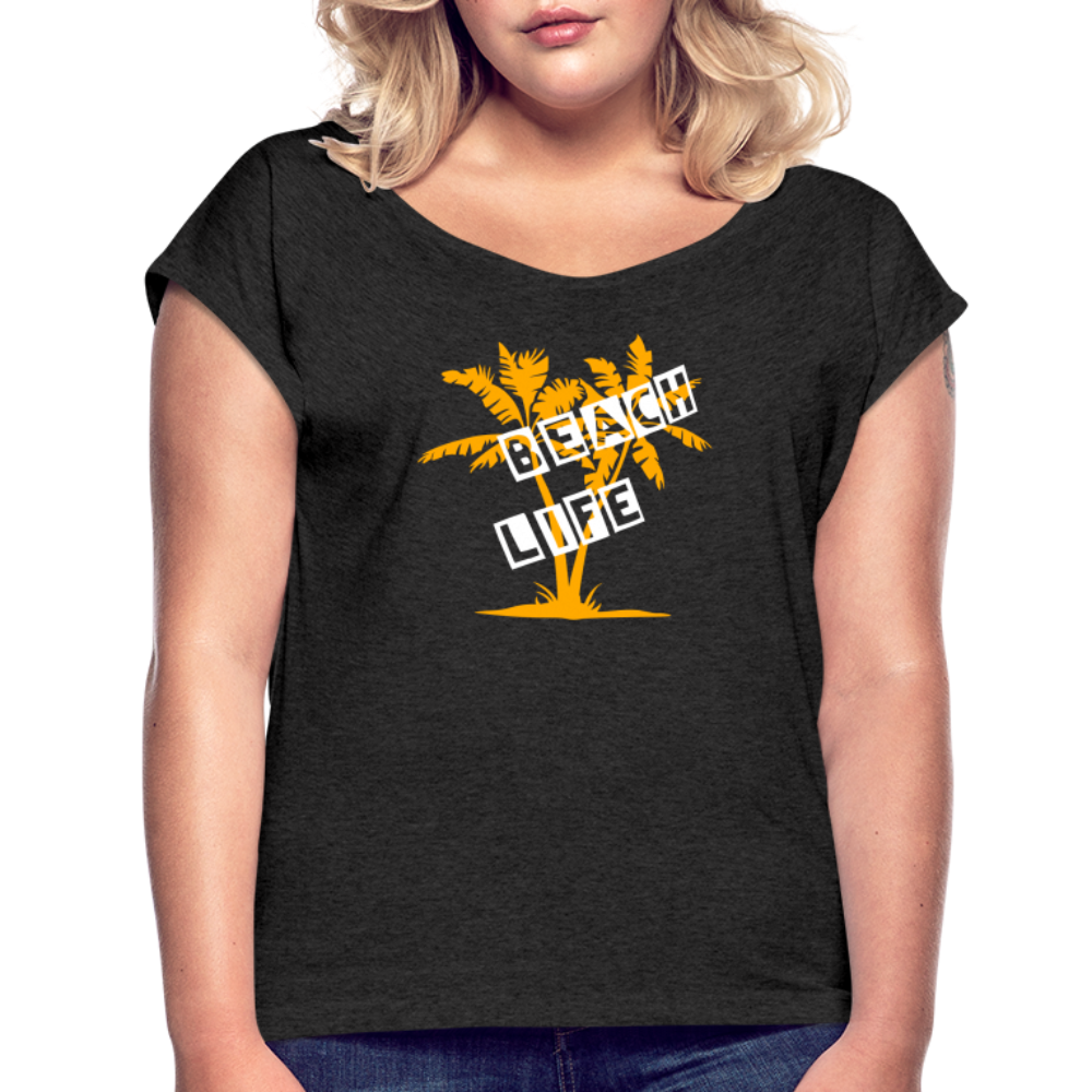 Women's Roll Cuff T-Shirt - heather black