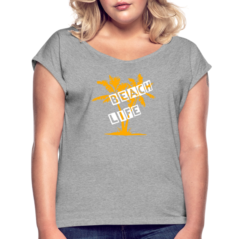 Women's Roll Cuff T-Shirt - heather gray