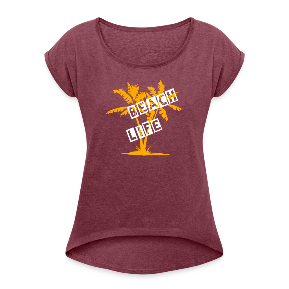 Women's Roll Cuff T-Shirt - heather burgundy