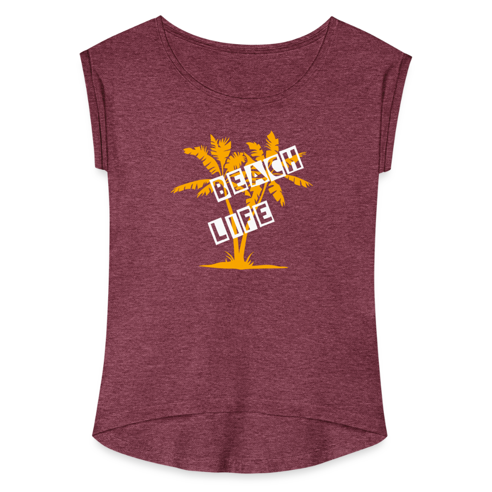 Women's Roll Cuff T-Shirt - heather burgundy