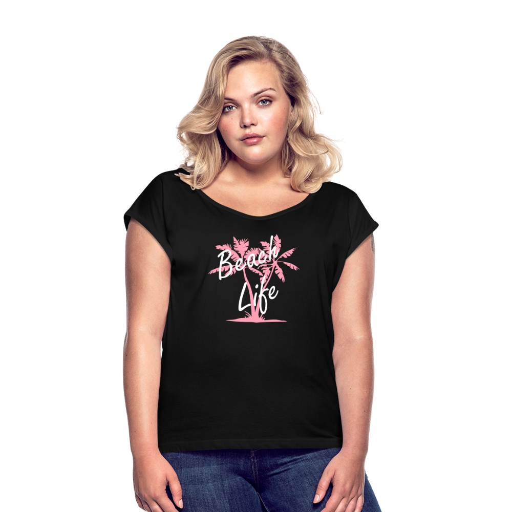 Women's Roll Cuff T-Shirt - black