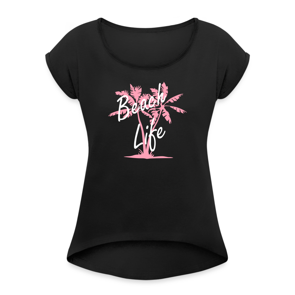 Women's Roll Cuff T-Shirt - black