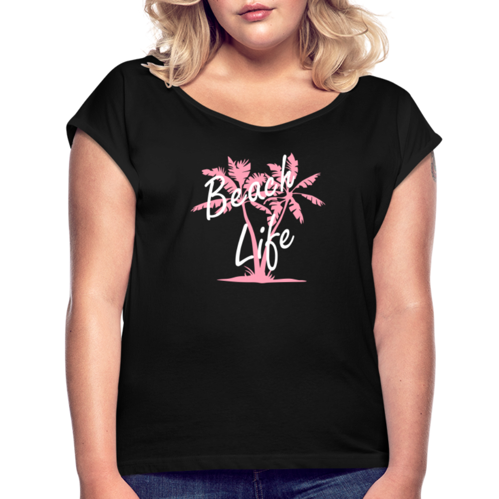 Women's Roll Cuff T-Shirt - black