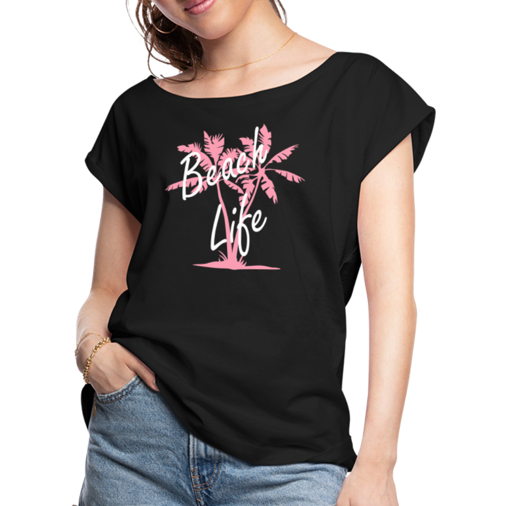 Women's Roll Cuff T-Shirt - black