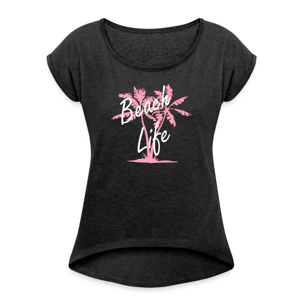 Women's Roll Cuff T-Shirt - heather black