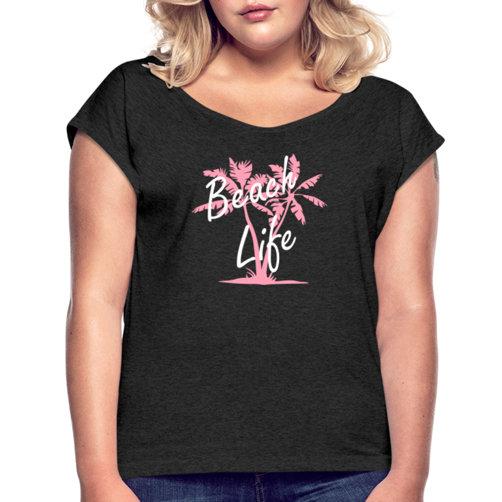 Women's Roll Cuff T-Shirt - heather black