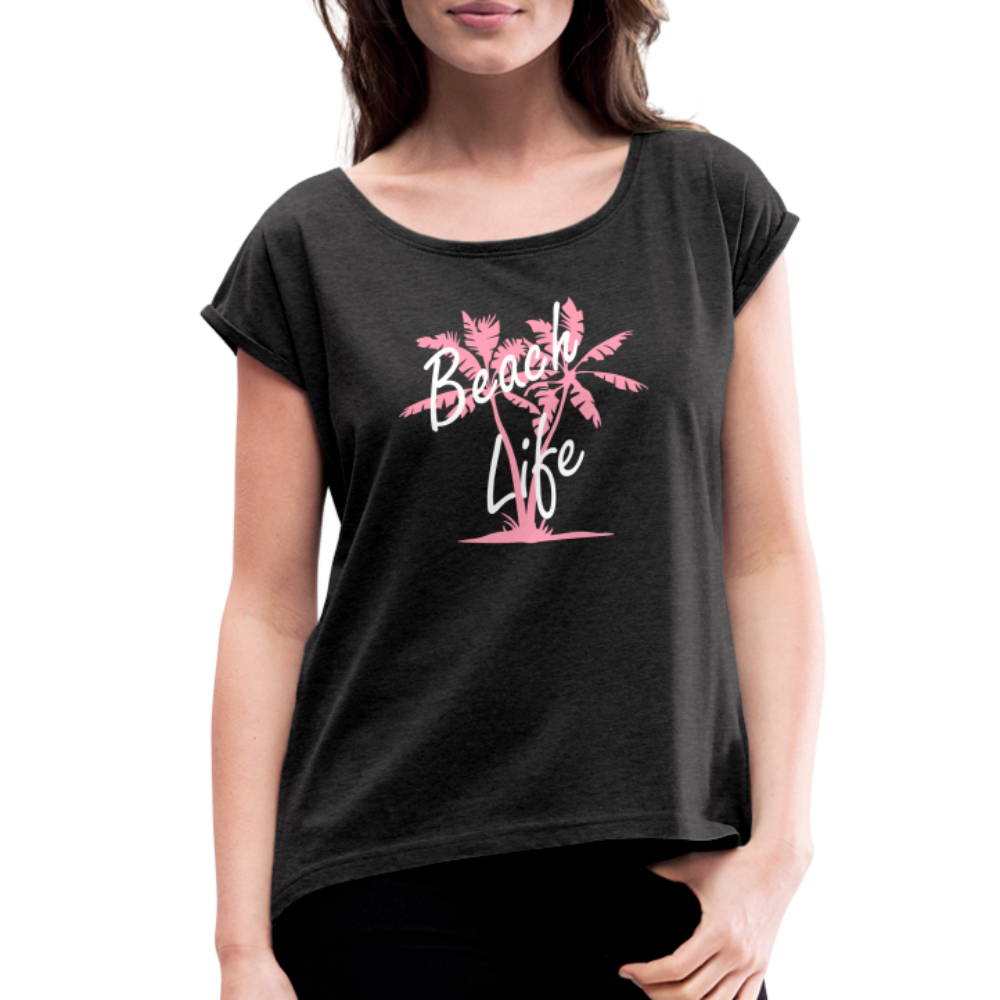 Women's Roll Cuff T-Shirt - heather black