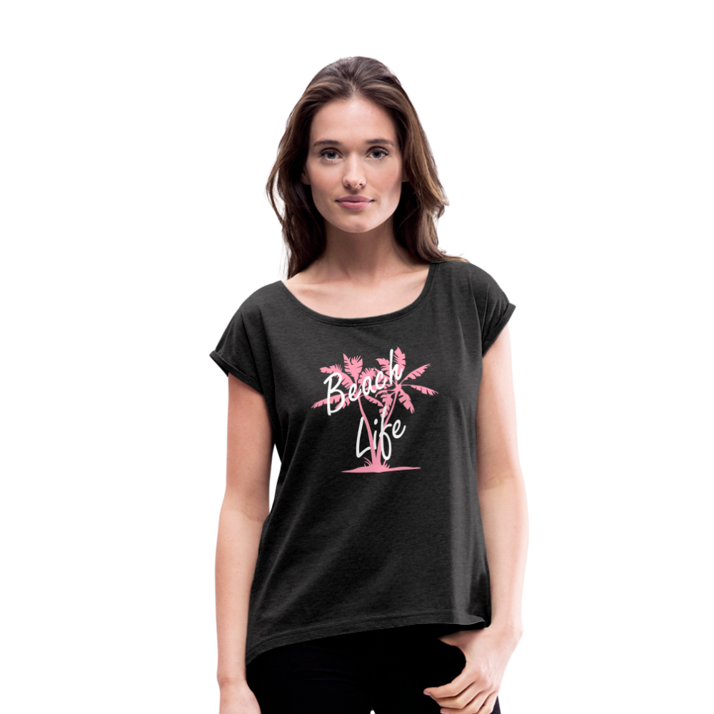 Women's Roll Cuff T-Shirt - heather black