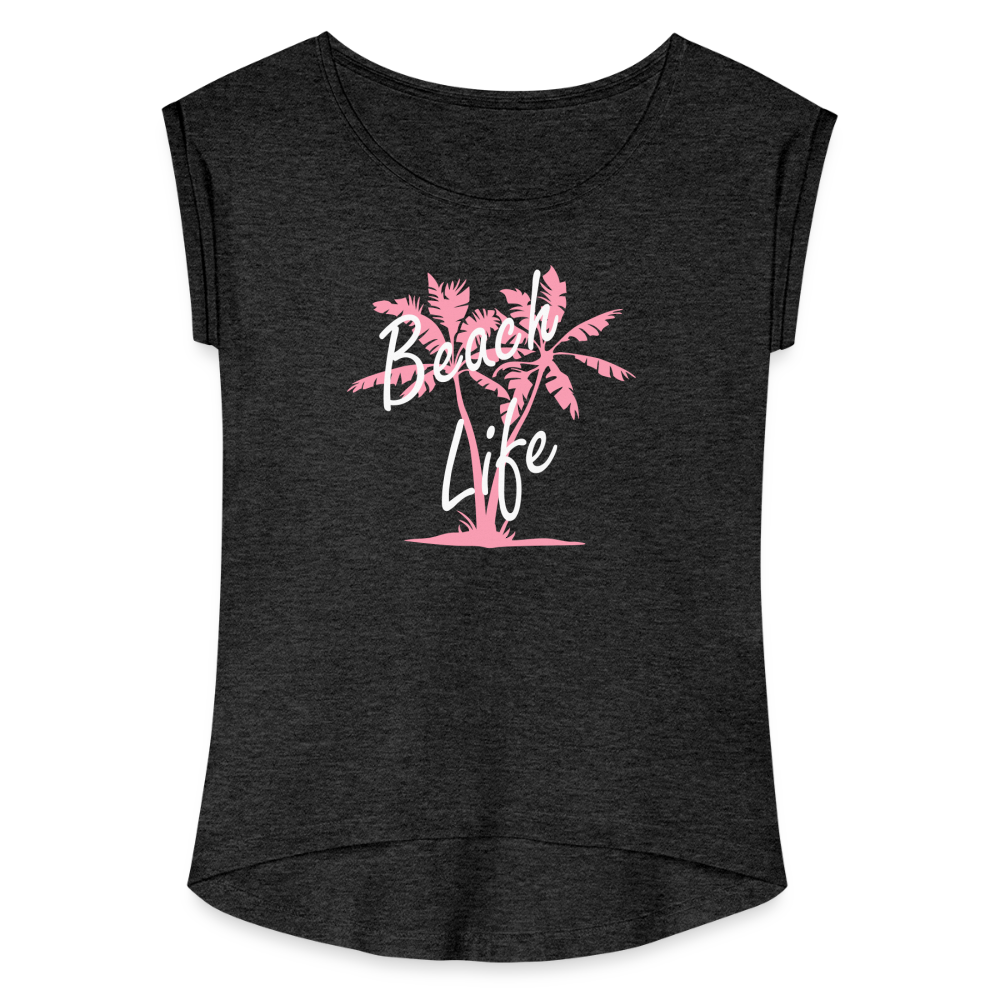 Women's Roll Cuff T-Shirt - heather black