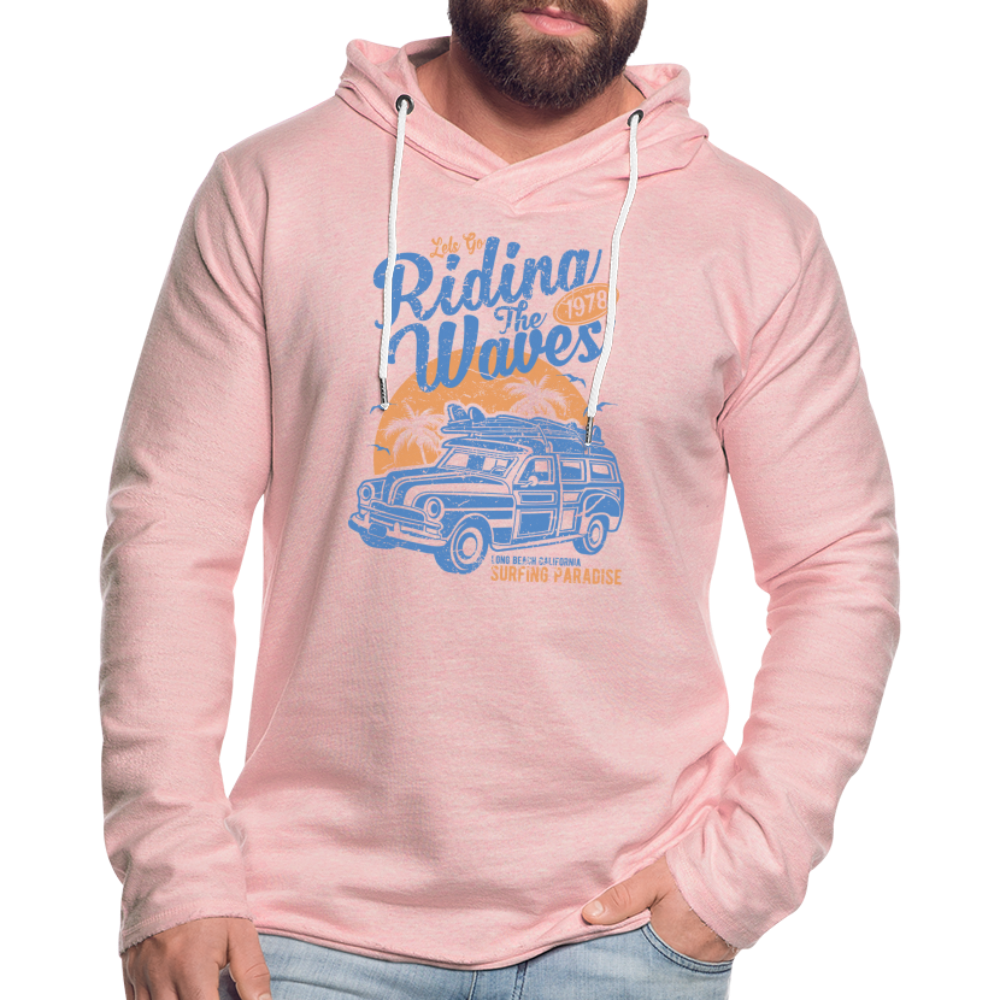 Unisex Lightweight Terry Hoodie - cream heather pink