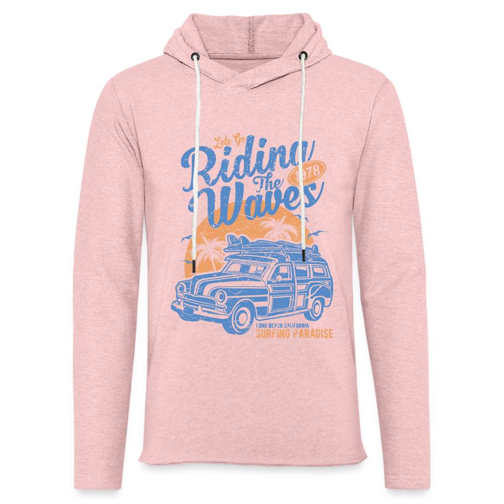 Unisex Lightweight Terry Hoodie - cream heather pink