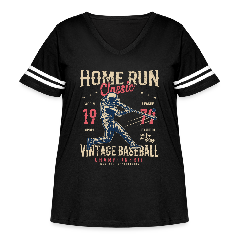 Women's Curvy Vintage Sport T-Shirt - black/white