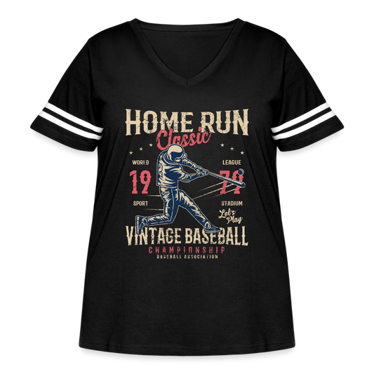 Women's Curvy Vintage Sport T-Shirt - black/white